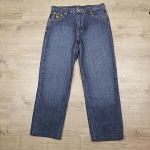 Cinch Black Label Jeans Mens 35x36 Hemmed To 35x30 Denim Blue Light Wash